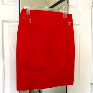 Express red pencil skirt with zipper details